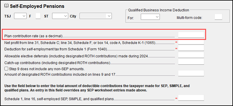 Entering a Plan contribution rate on screen SEP